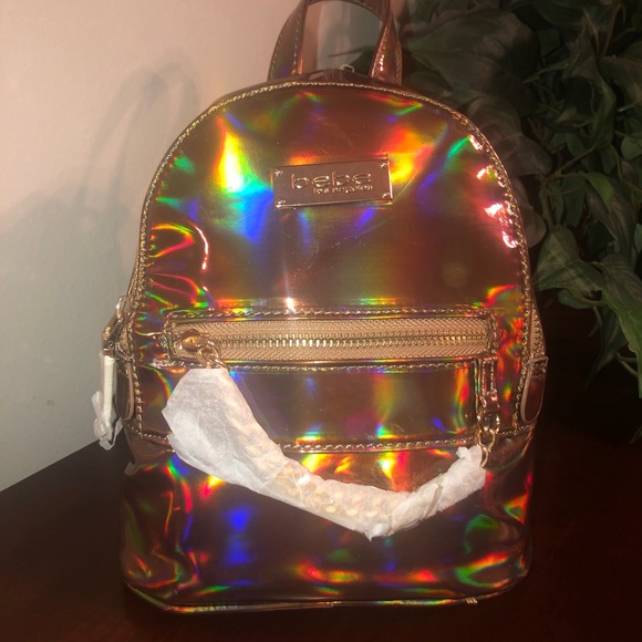 ? bebe “Gina” Metallic Gold Hologram Backpack main image 12